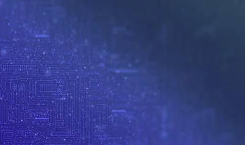 Dynamic Blue Electronic Circuit Patterns: Scattered Tiny Floating Dots Crea.. Stock Illustration