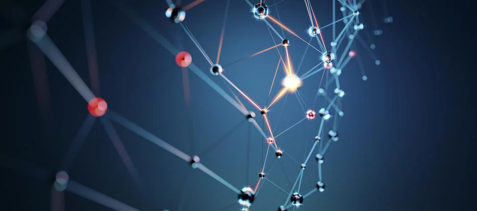 Dynamic Blue Geometric Network Stock Illustration