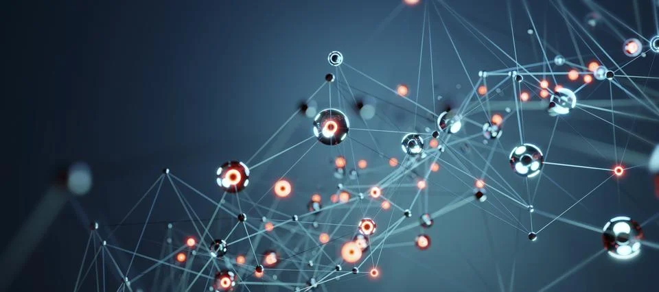 Dynamic Blue Geometric Network Stock Illustration