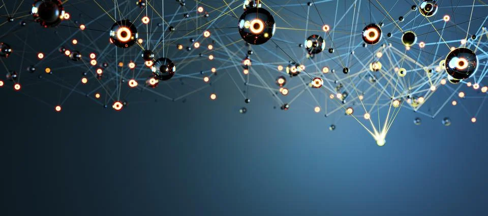 Dynamic Blue Geometric Network Stock Illustration