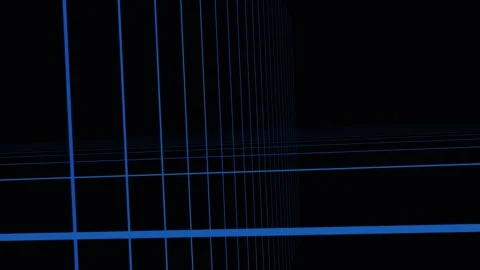 Dynamic blue grid lines moving across a dark digital space creating an abst.. Video stock 343696472
