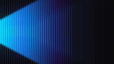 Dynamic Blue Light Beam Illuminates Vertical Lines on Dark Abstract Backgroun Stock Footage 340028844