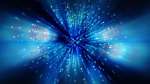 Dynamic Blue Light Burst With Glowing Particles: Abstract Digital Technolog.. Stockillustratie