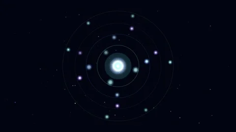 Dynamic Blue Light Particles Orbiting Abstract System Stock Footage 334705460