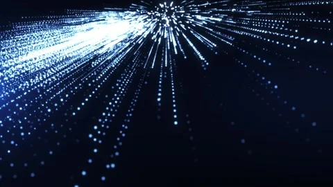 Dynamic blue light streaks burst exploding in dark space Stock Footage 317810688