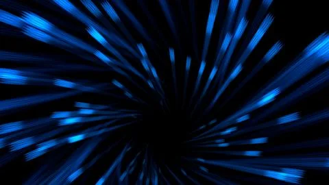 Dynamic blue light streaks radiating from a central point, creating a futuristic Stock Illustration