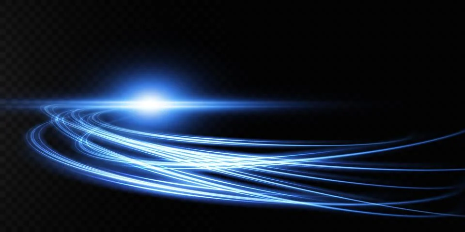 Dynamic Blue Light Streams Gracefully Flowing Seamlessly on a Deep Dark Stock-Illustration