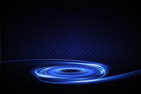 A dynamic blue light swirl design set against a dark background that captivates Ilustração Stock
