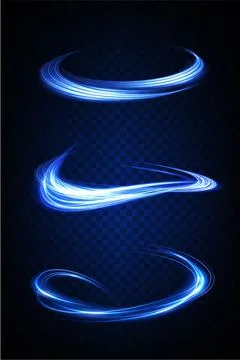 Dynamic Blue Light Swirls Gracefully Displayed on a Dark Background for Artistic Stock Illustration