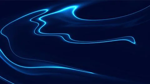 Dynamic Blue Light Trails on Dark Navy Abstract Background. Stock Illustration