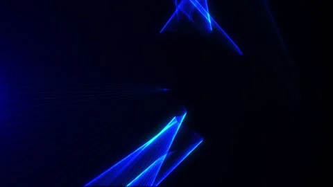 Dynamic blue light waves and lines form abstract geometric patterns Stock Footage 314060471