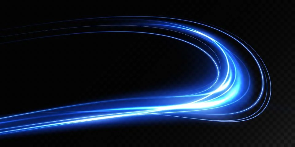 Dynamic Blue Light Waves That Combine Elegance and Action on a Striking Dark Stock Illustration