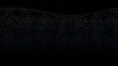 Dynamic blue neon grid lines flowing in dark cyber space Stock Footage 336776061