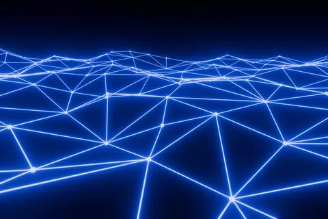 Dynamic blue network connections glowing in dark space 스톡 일러스트
