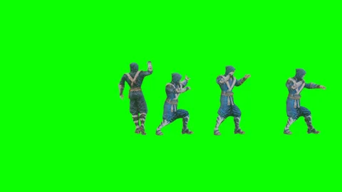 Dynamic Blue Ninja Action Packed Isolation on Green Screen Stock Footage 270519571