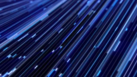 Dynamic blue parallel lines and glowing particles flowing in a fast, streamli Stock Illustration