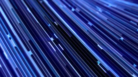 Dynamic blue parallel lines and glowing particles flowing in a fast, streamli Foto stock