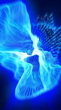 Dynamic blue particle flow forming a luminous burst, symbolizing energy trans Stock Illustration