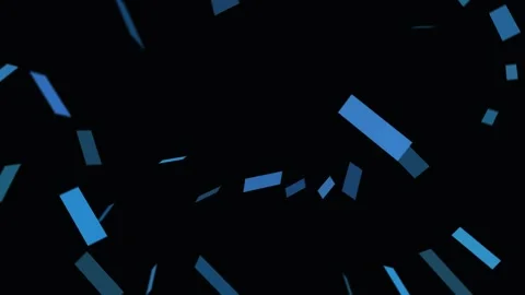 Dynamic blue rectangular elements flow and rotate across a dark digital spa.. Video stock 343696314
