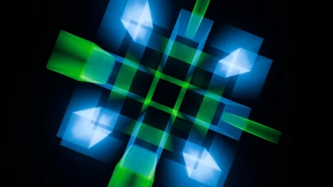 Dynamic blue square patterns creating hypnotic VJ loop for music visuals Video stock 292096603