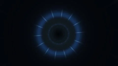 Dynamic blue swirling tunnel with light rays in dark Stock Footage 340295169