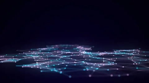 Dynamic blue wave of particles and lines. Abstract futuristic background. Stock Footage 310298805