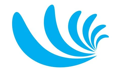 Dynamic blue wave vector logo icon. This abstract graphic symbolizes flow, en Stock Illustration