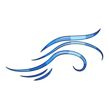 Dynamic blue wavy lines symbolizing wind flow and air current Stock Illustration