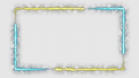 Dynamic Blue Yellow Split Neon Frame Overlay Loop with Electric Glow Border Video stock 335921426