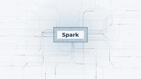 Dynamic blueprint animation featuring a Spark chip design on a light background Stock Footage 340534263