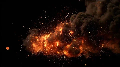 Dynamic bomb explosion with explosive particles Stock Footage 344777142