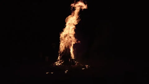 A Dynamic Bonfire Radiantly Illuminating the Starry Night Sky with Warmth and Stock Footage 280597413
