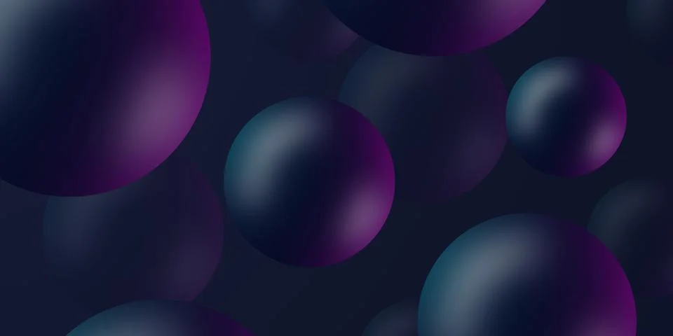Dynamic bouncing balls and copy space for text. Dark blue background with pink Stock Photos