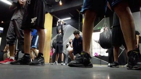 Dynamic Boxing Class in Gym Captures Group Training Energy Stock Footage 331331742