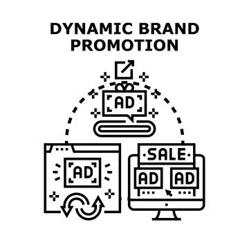 Dynamic brand promotion strategy achieving marketing success Stock Illustration