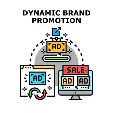 Dynamic brand promotion strategy achieving marketing success Stockillustratie
