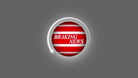Dynamic breaking news graphic with spinning arrow around red and white stri.. Stock Footage 339751629