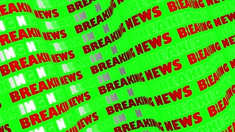 Dynamic breaking news text overlay on green motion background repeating pattern Stock Footage 336552165