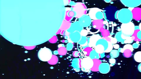 Dynamic bright abstract tunnel with flying shapes, circles, squares, particles Stock Footage 253513602