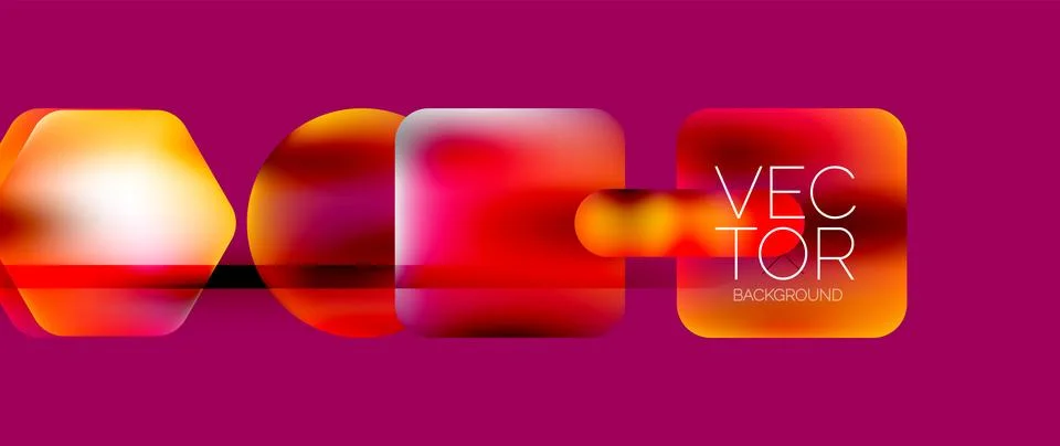 Dynamic bright colorful geometric elements with fluid gradients, lights, shadows Stock-Illustration