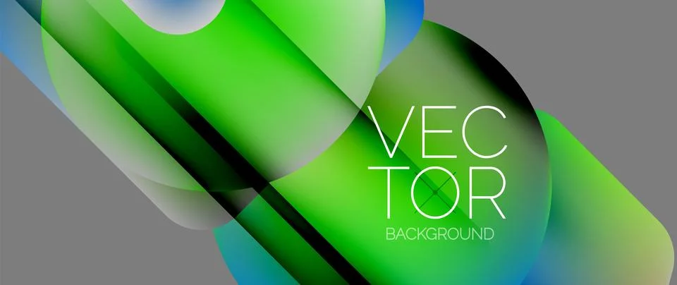 Dynamic bright colorful geometric elements with fluid gradients, lights, shadows イラスト素材