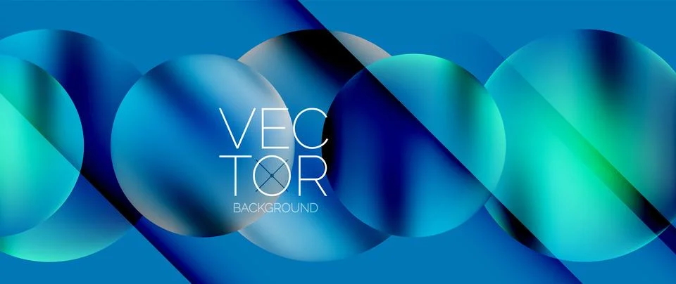Dynamic bright colorful geometric elements with fluid gradients, lights, shadows Stockillustratie