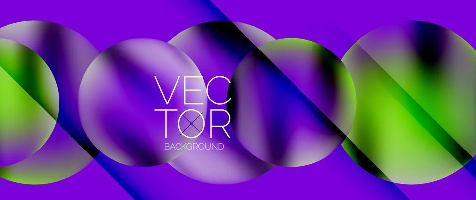 Dynamic bright colorful geometric elements with fluid gradients, lights, shadows Stock Illustration