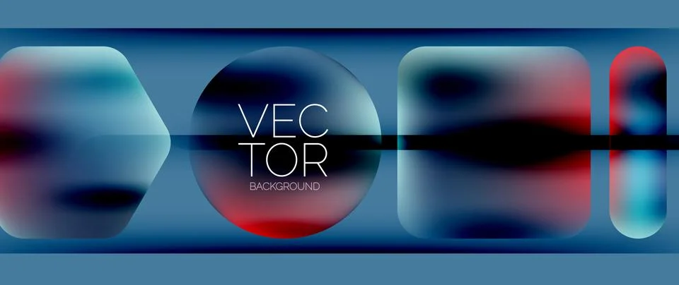 Dynamic bright colorful geometric elements with fluid gradients, lights, shadows Illustrazione stock