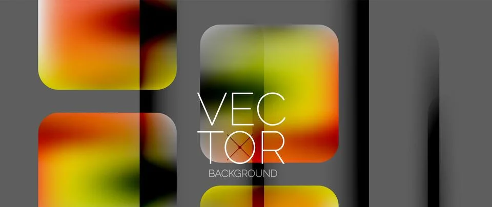 Dynamic bright colorful geometric elements with fluid gradients, lights, shadows Stock-Illustration