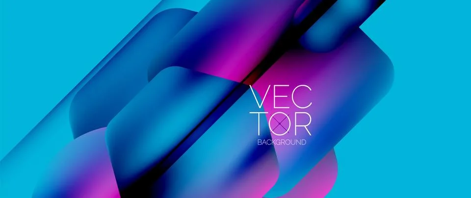 Dynamic bright colorful geometric elements with fluid gradients, lights, shadows 库存插图