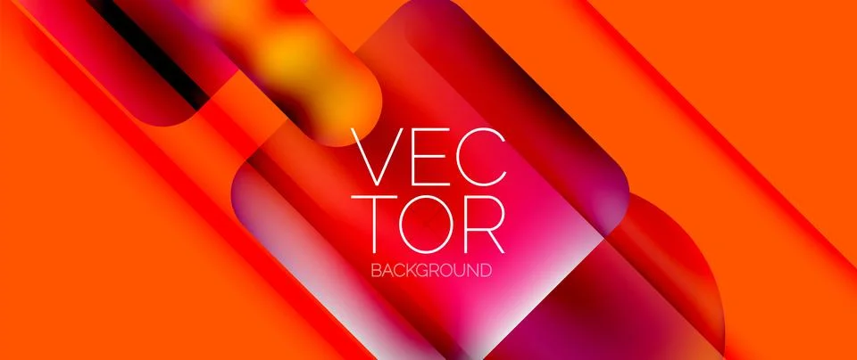 Dynamic bright colorful geometric elements with fluid gradients, lights, shadows Ilustración de archivo