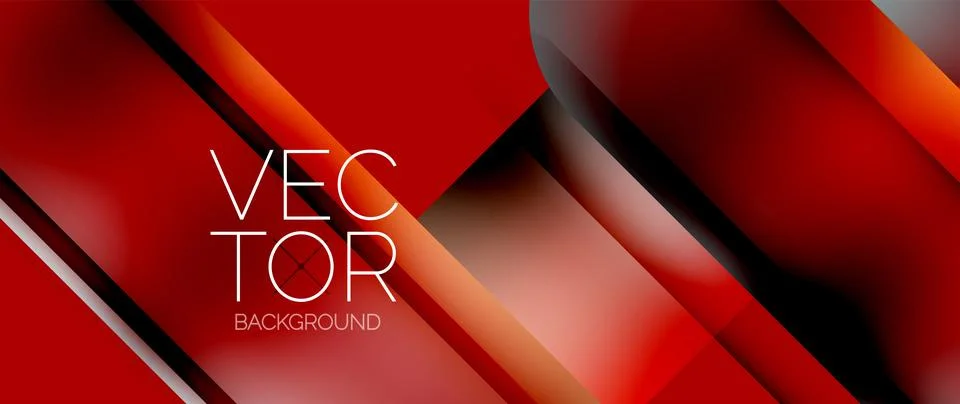 Dynamic bright colorful geometric elements with fluid gradients, lights, shadows Stock Illustration