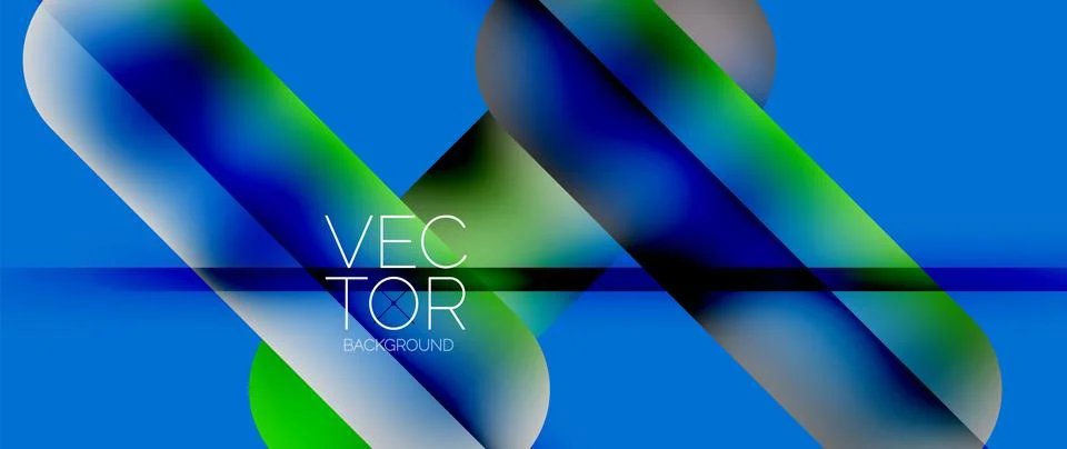 Dynamic bright colorful geometric elements with fluid gradients, lights, shadows イラスト素材