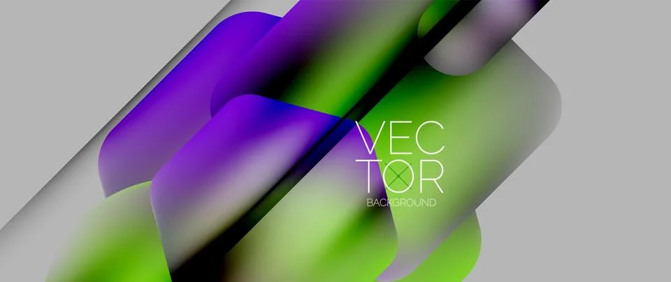 Dynamic bright colorful geometric elements with fluid gradients, lights, shadows Ilustración de archivo